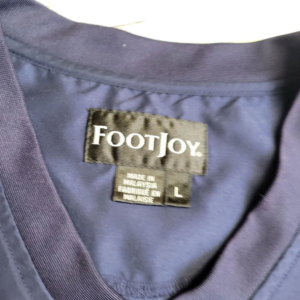 FootJoy Wind Shirt Mens Large Navy Blue Golf Short Sleeve Pullover Jacket Pocket